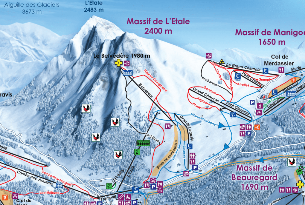 Carte du domaine skiable Manigod et Clusaz